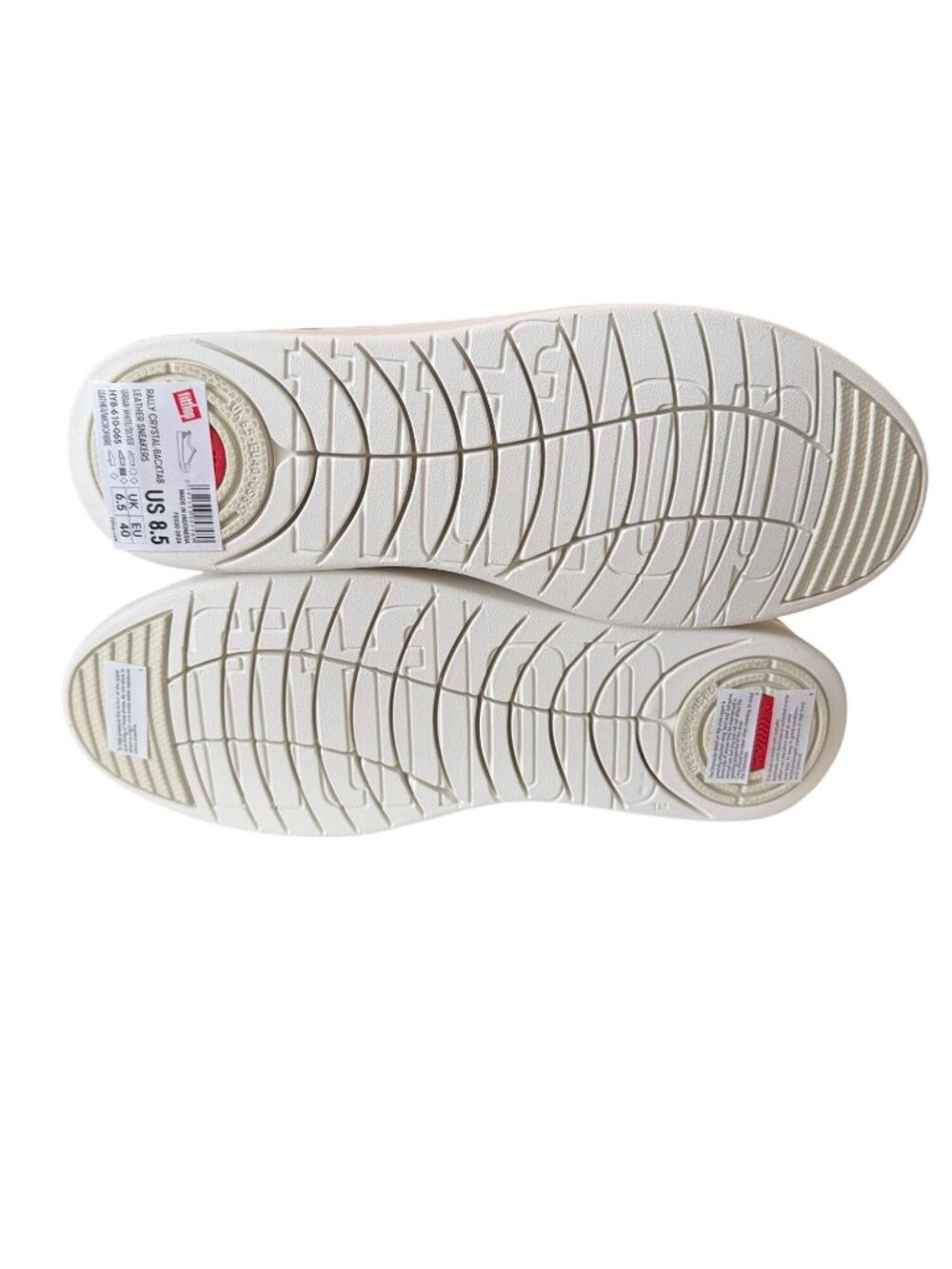 Fitflop Rally White and Silver Crystal Back Tab Leather Sneaker Size 8.5 NIB - Picture 7 of 12